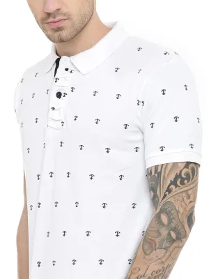 White Printed polo T-Shirt