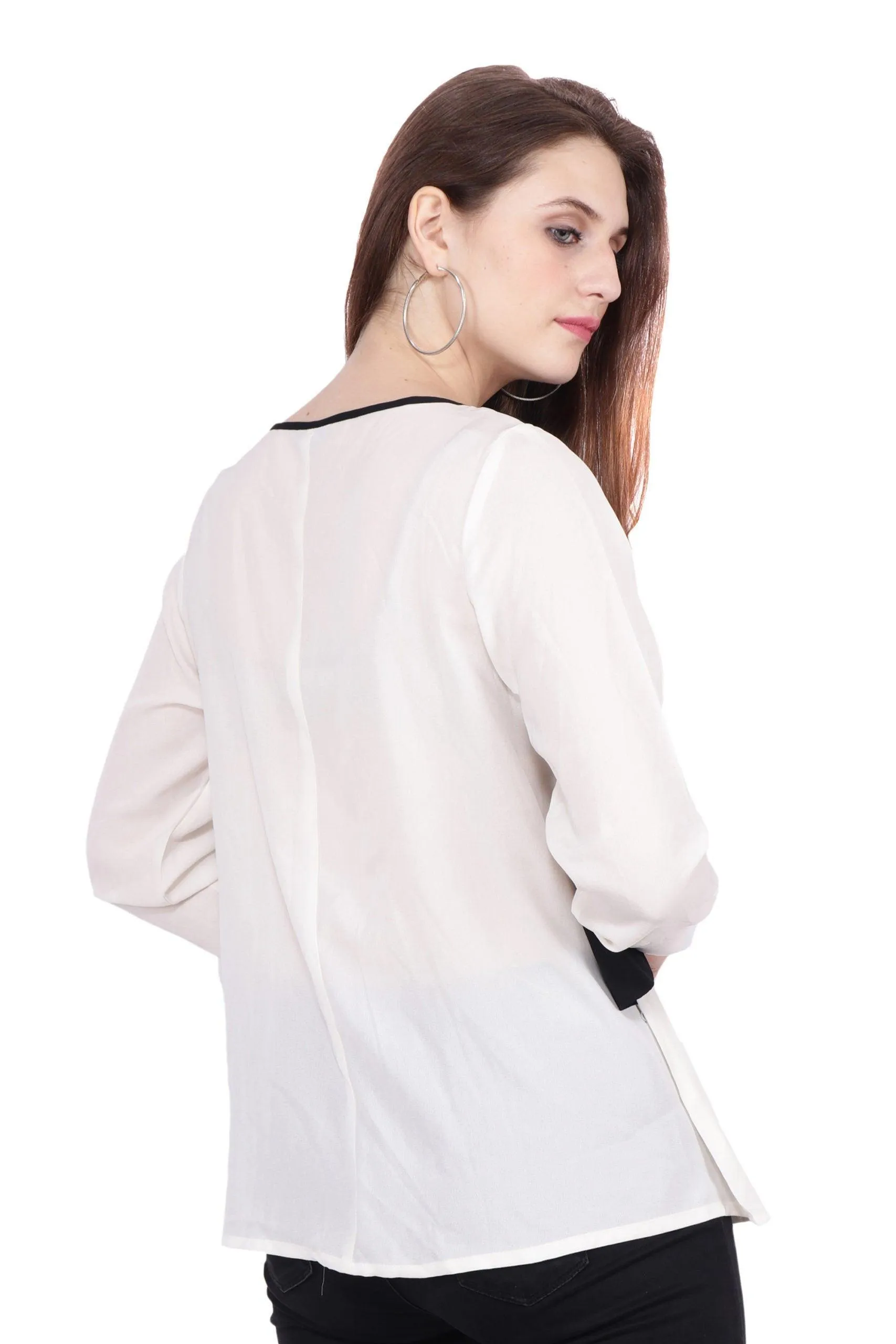 White Solid Top with Black Shrug