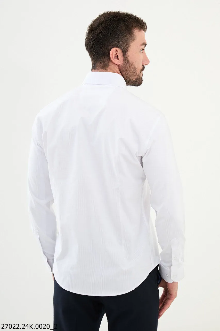 White Textured Men's Shirt.