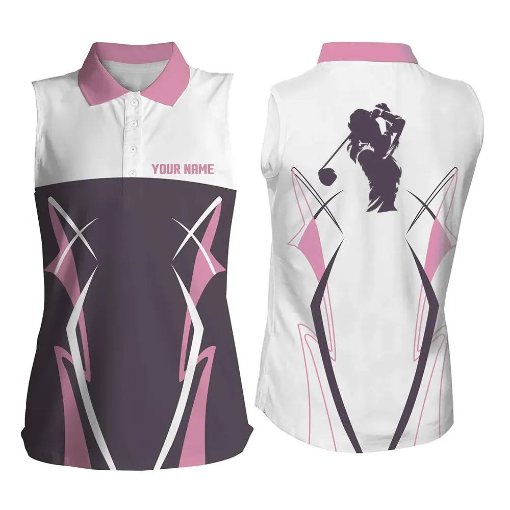 Women Golf Polo Shirt Custom Name Pink Golf Shirts For Women, Perfect Gift for Ladies Golf Tops