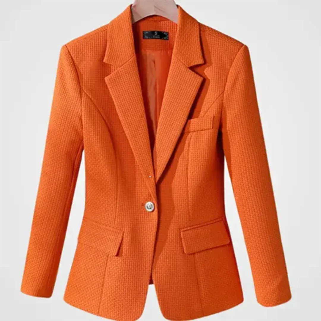 Women's Casual Solid-color Fitted Blazer with Button and Pockets | Ideal for All Seasons