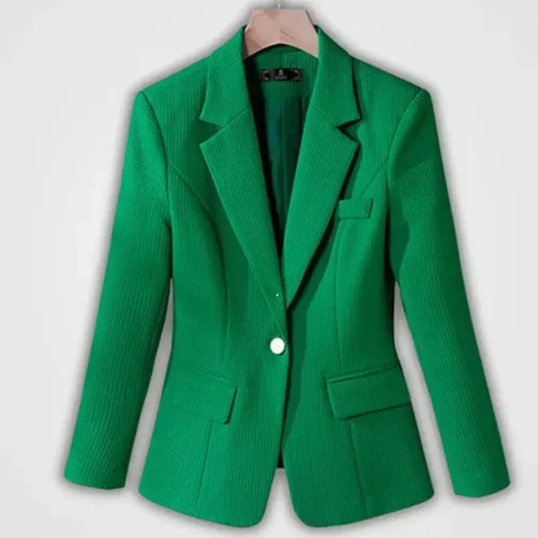 Women's Casual Solid-color Fitted Blazer with Button and Pockets | Ideal for All Seasons