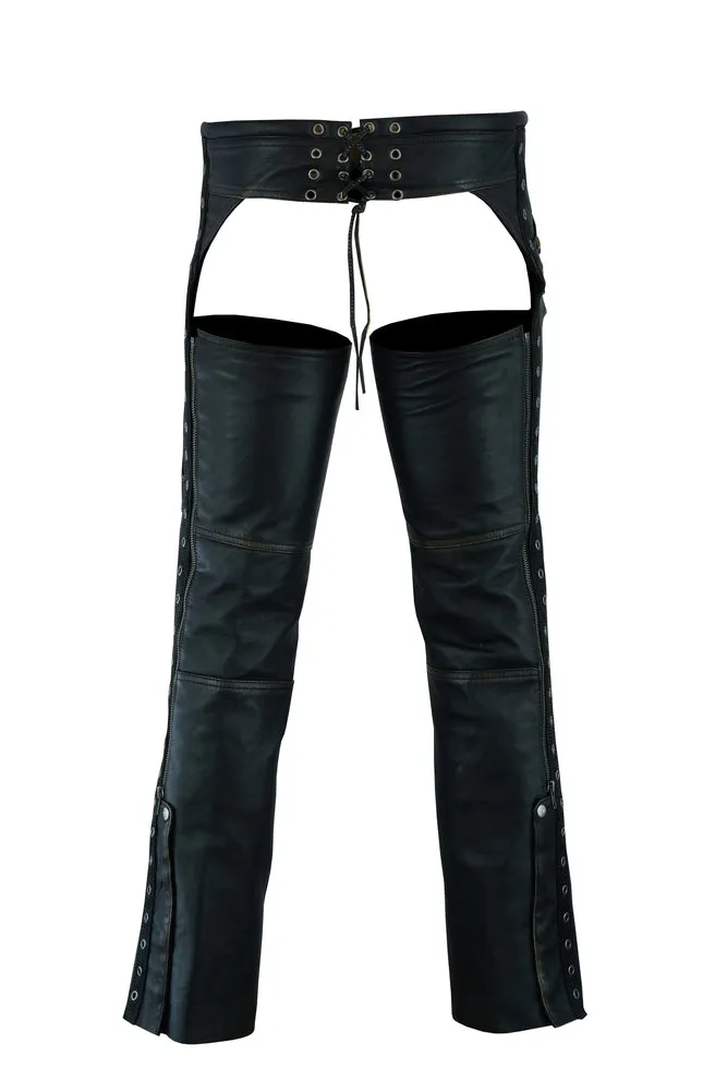 Women's Stylish Lightweight Distressed Leather Chaps - DS490