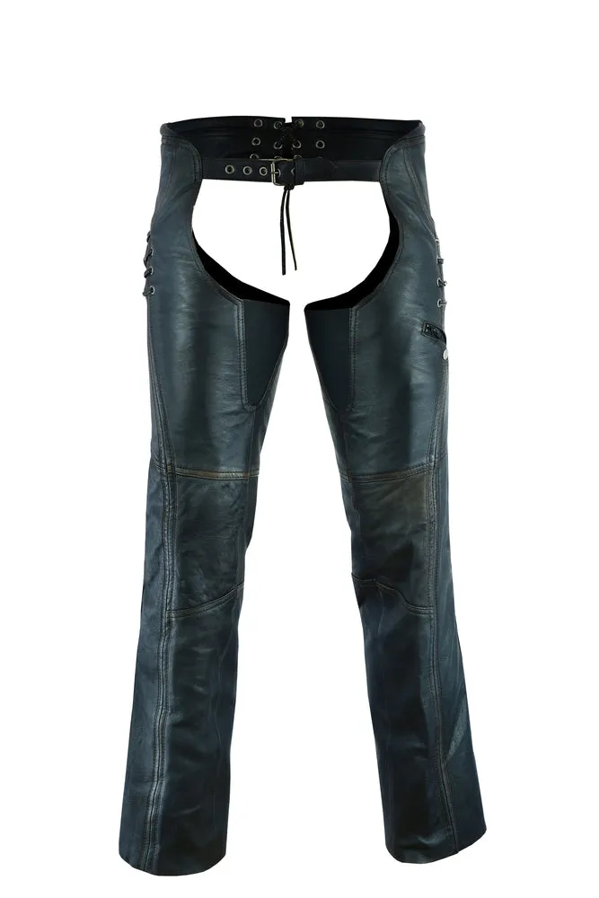 Women's Stylish Lightweight Distressed Leather Chaps - DS490