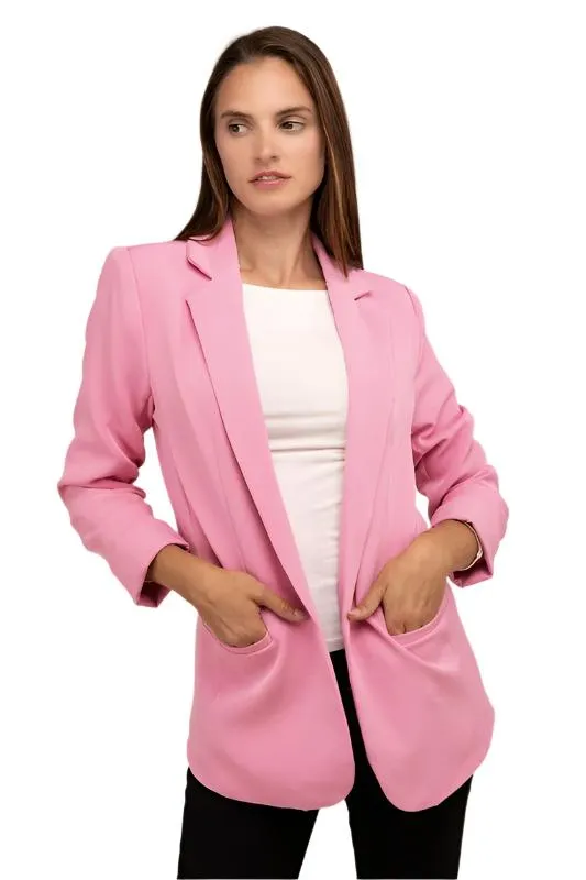 Woven Long Sleeve Open Front Classic Blazer