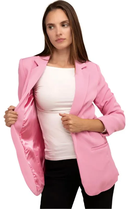 Woven Long Sleeve Open Front Classic Blazer